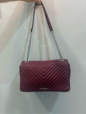 KARL LAGERFELD Quilted Chevron Shoulder Bag - Plum Wine
